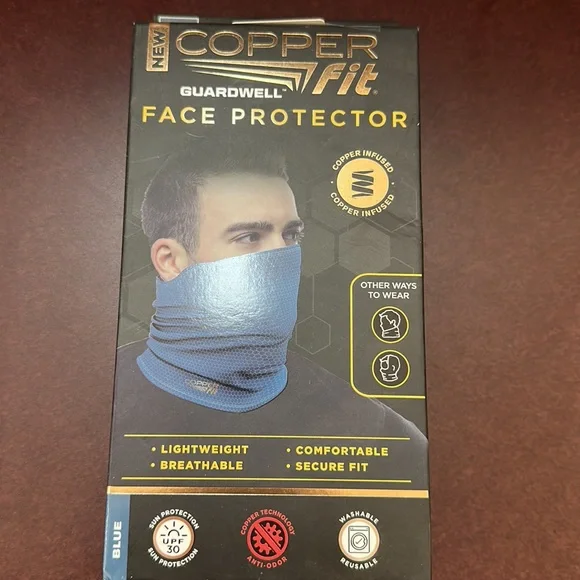 Copper Fit Unisex Adult Guardwell Face Cover and Neck Gaiter, Blue - Picture 4 of 5